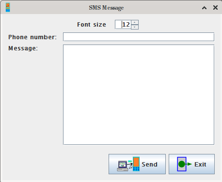 [Screenshot of the SMS sending window]